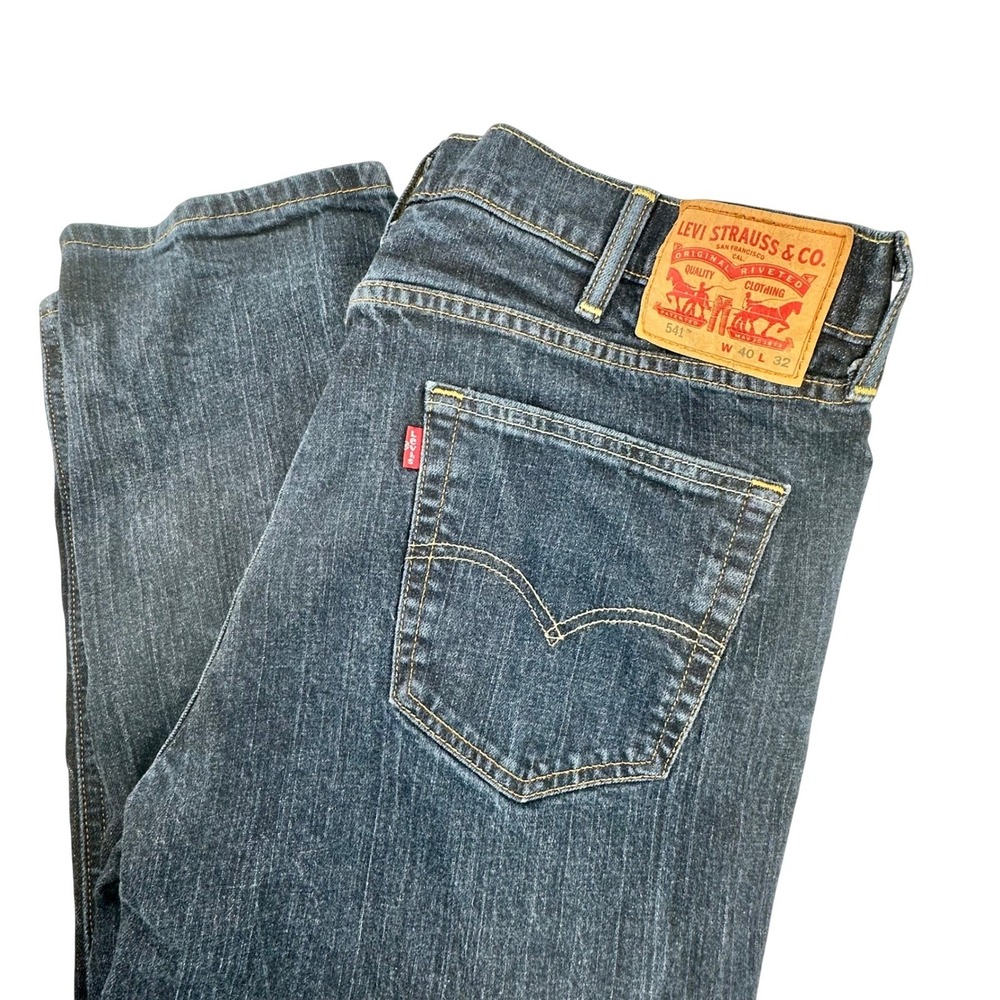 Levis 541 Mens Athletic Taper Jeans Dark Indigo Blue Stretch W40 L32 18181-0025